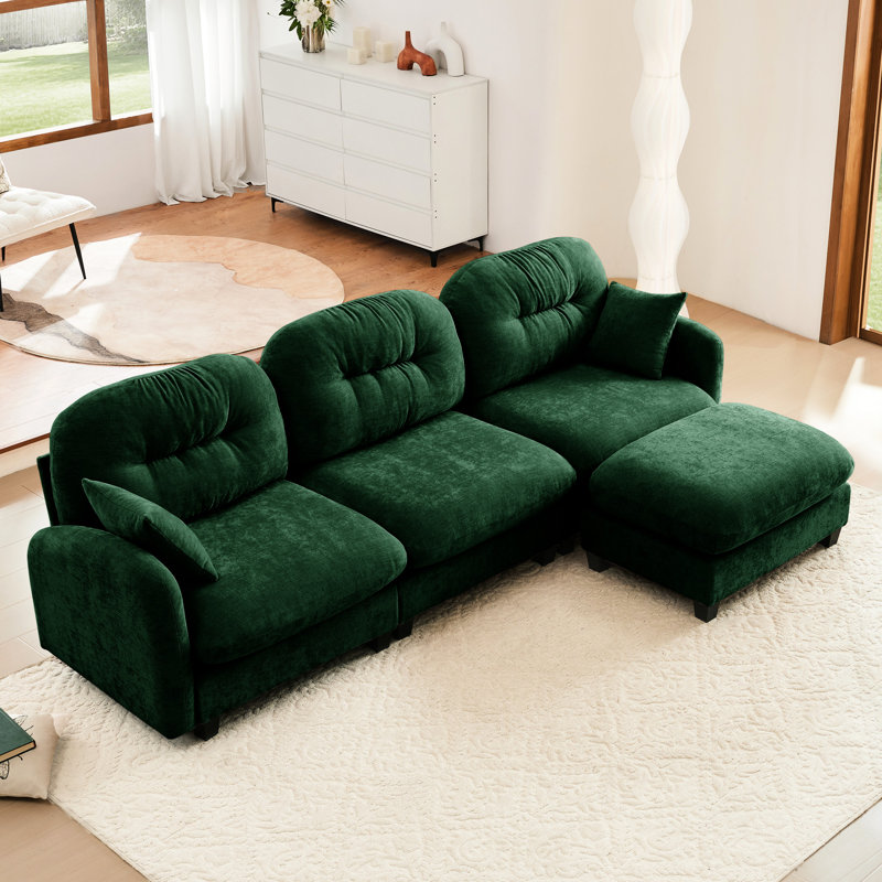 Canapé modulaire à 3 places en chenille avec, plans de combinaison flexibles, siège à haute résilience, coin lecture confortable, chenille, formes diverses, décor d'appartement