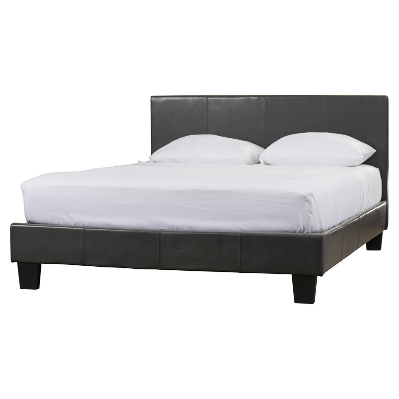 Keilianys Upholstered Low Profile Platform Bed, Queen, Dark Gray