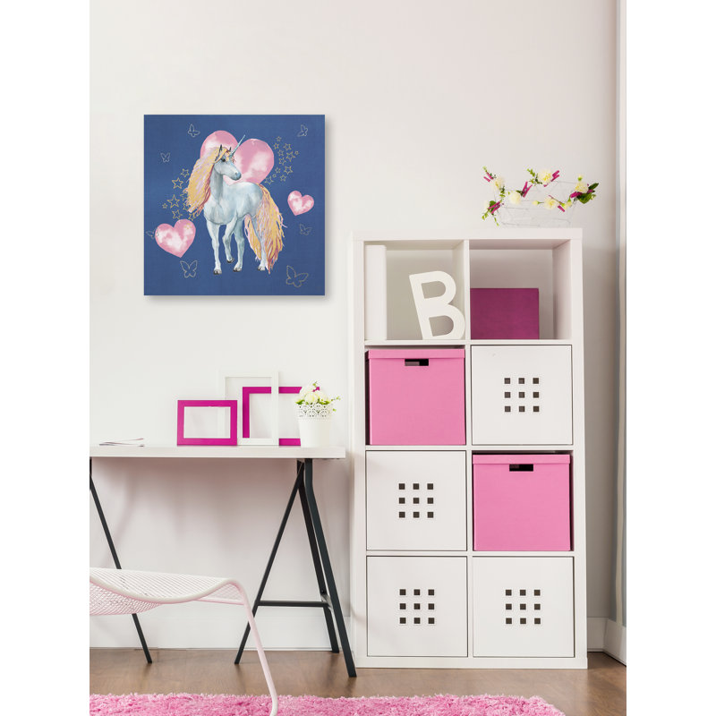 Croy Croy Stars And Love Unicorn - No Frame Print on Canvas, 20cm H x 20cm W