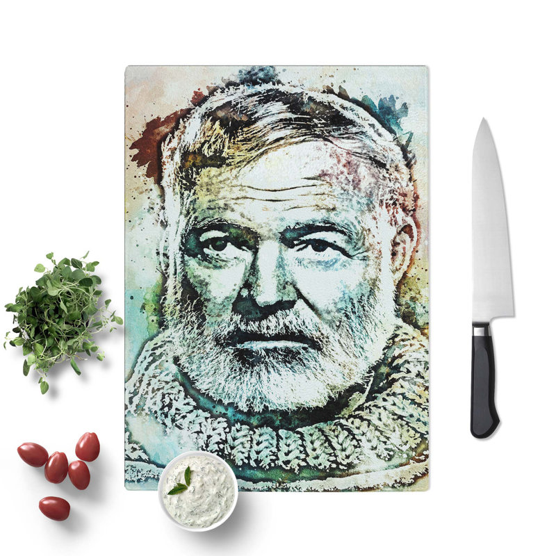 Glass Ernest Hemingway in Abstract Chopping Board, 39 cm W x 28.5 cm L