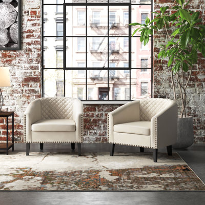 Fauteuil demi-tonneau capitonné 2 pièces Oscar