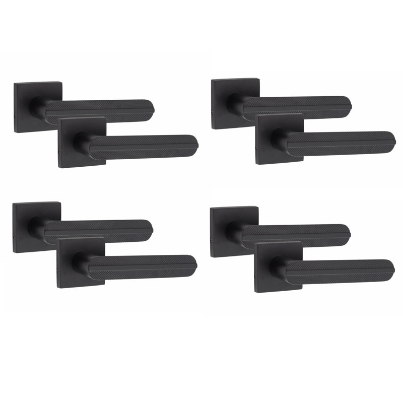  4 Pairs Modern Lima Design Premium Door Handles on Square Rose, Does Not Apply