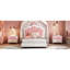 Lit simple tapissier princesse avec tête de lit couronne, lit plateforme simple avec tête de lit et pied de lit, crème et rose