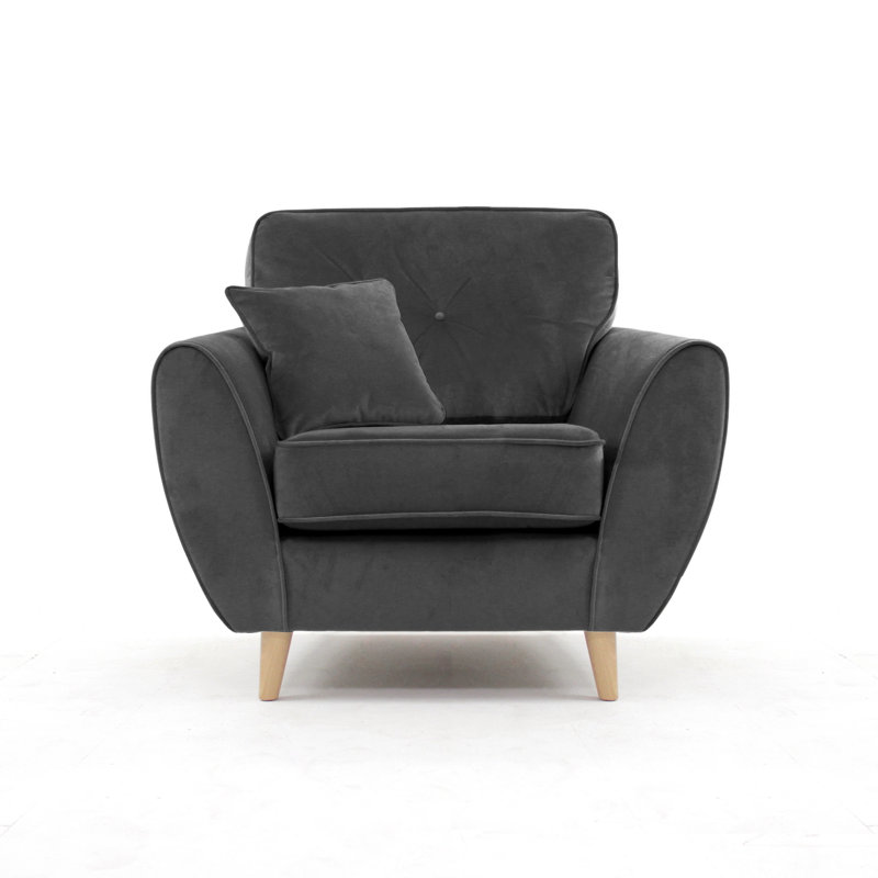 Rafe Scandi Style Velvet Armchair, Anthracite Velvet