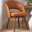 Chaises de salle à manger en cuir brun Aurevo, chaises de salle à manger rembourrées modernes avec pieds en bois massif, chaise de cuisine sans dossier à dossier incurvé pour coin-repas de restaurant, assemblage facile-1287601894