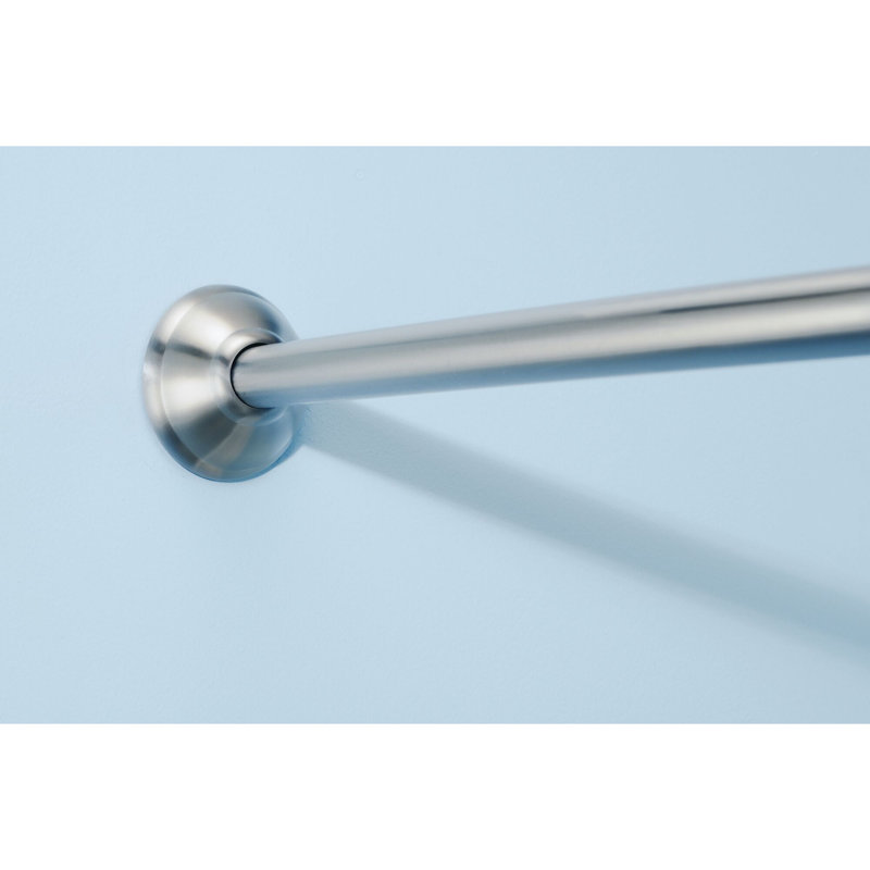 Adjustable Brushed Silver Curved Shower Curtain Rod