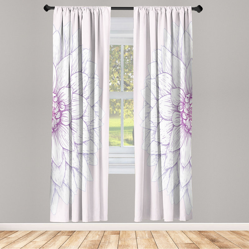 Microfiber Floral Semi-Sheer Rod Pocket Curtain Panels, 28" W x 84" L, Pink