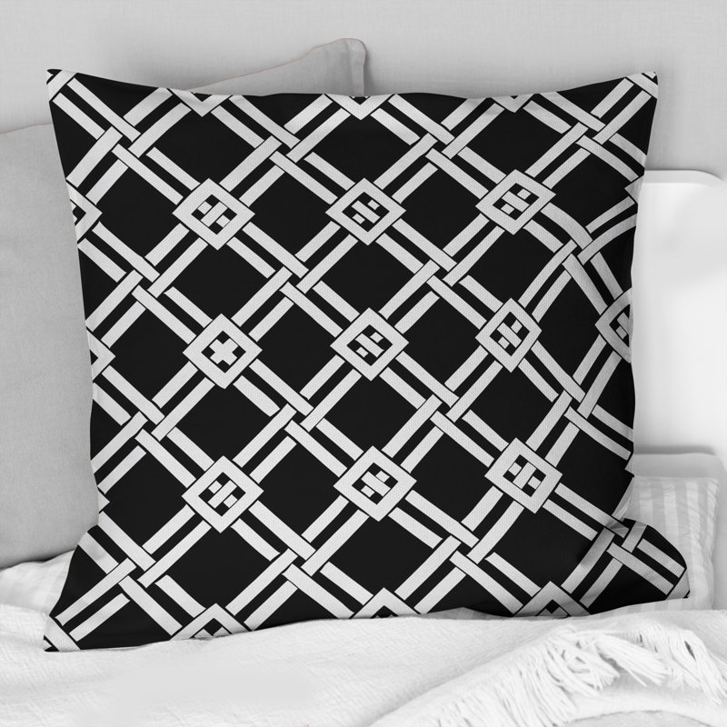 Coussin décoratif noir Modern Trellis IV - Modern, H 18 po x l 18 po