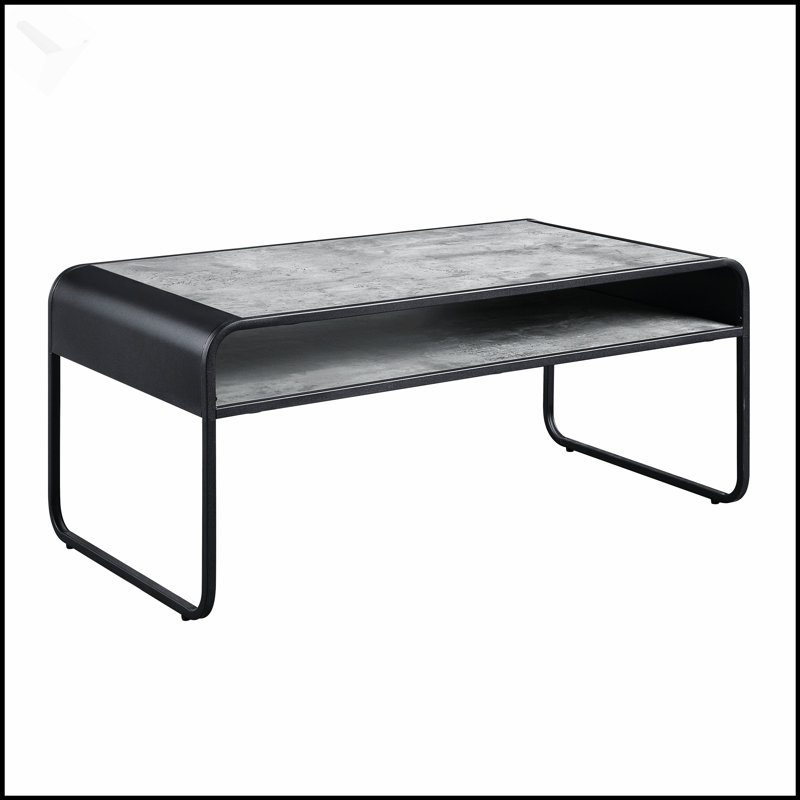 Table basse Raziela à finition noire, durable et élégante pour les espaces de vie modernes, H 18 po x L 42 po x l 22 po