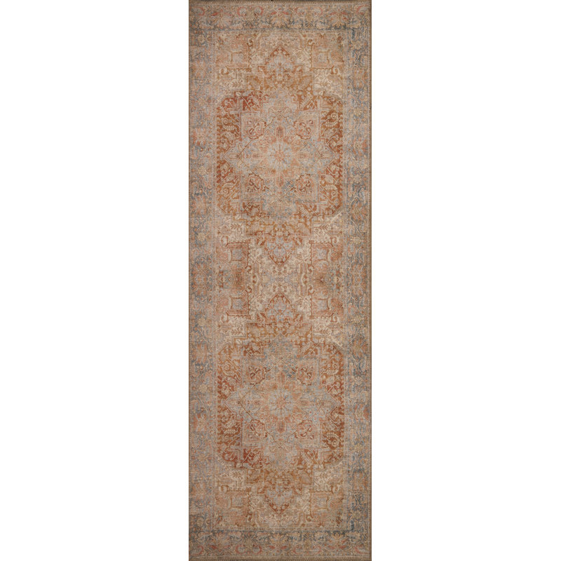 Frenesi Oriental Machine Woven Cotton/Polyester Area Rug in Rust, Rectangle 10' x 14'