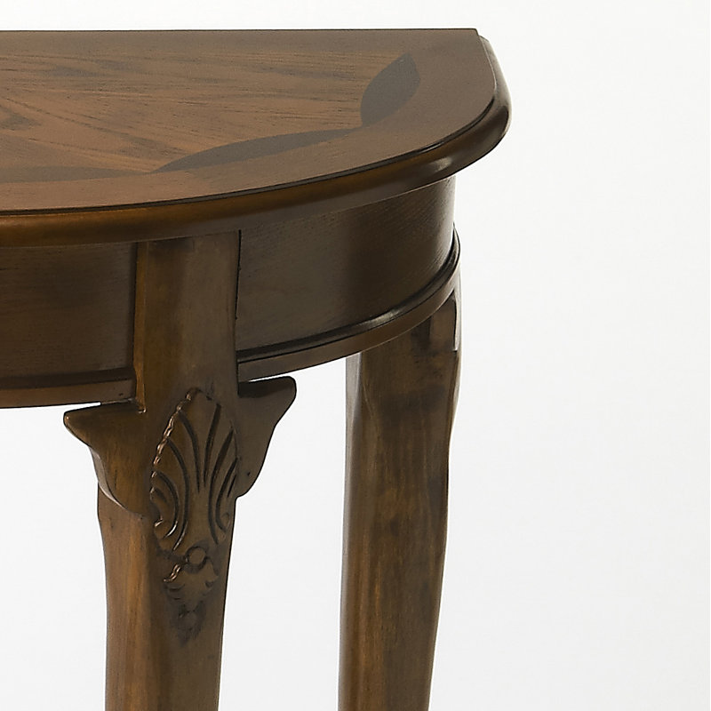 36" Demilune Wood Console Table with Storage, Brown