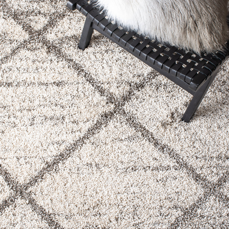Cotswald Performance Geometric Rug, Square 5'3", Beige/Gray