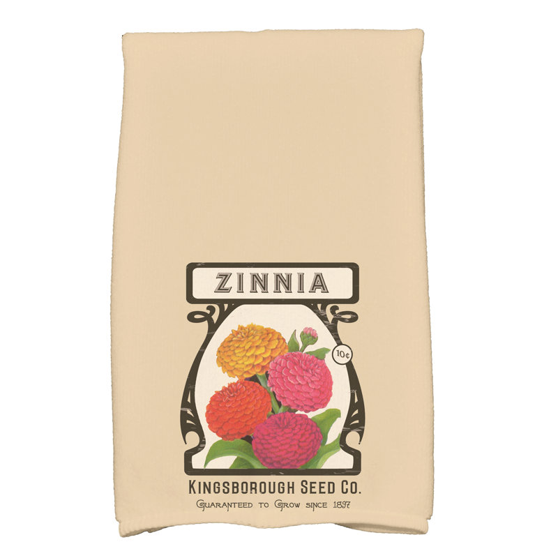 Floral Tea Towel Kitchen Towel, Taupe/Beige
