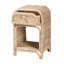 Table de chevet moderne à 1 tiroir en rotin de style bohémien moderne avec détails tissés naturels et rangement spacieux, parfait pour les chambres rustiques