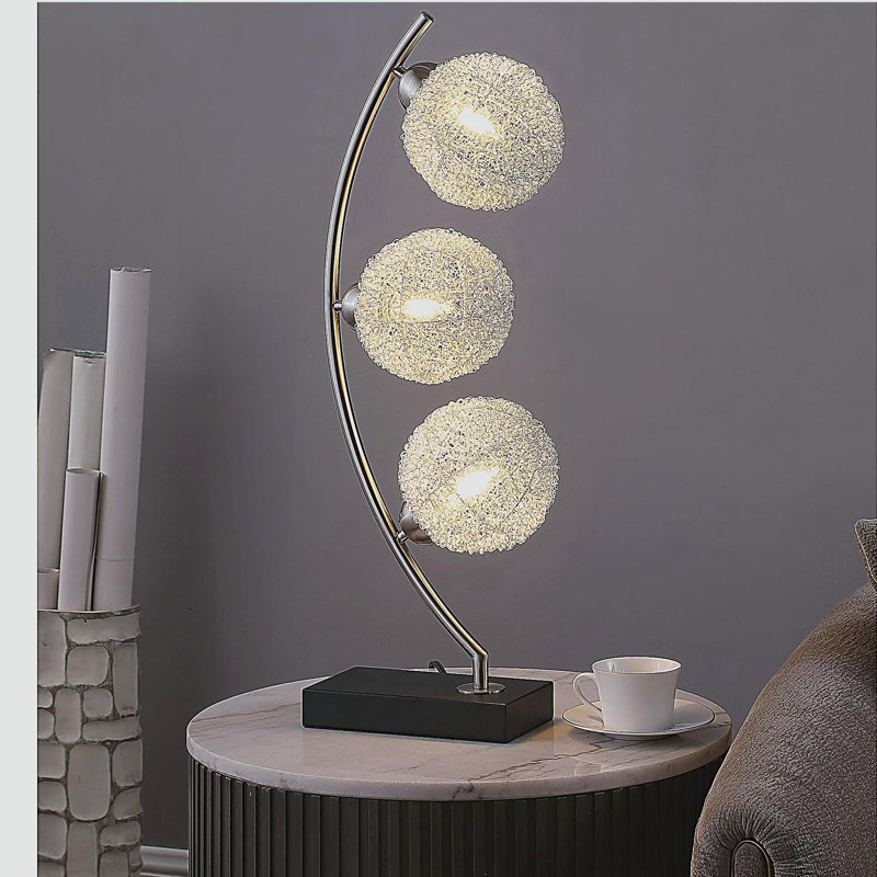 30-inch Woven Spherical Metal Table Lamp