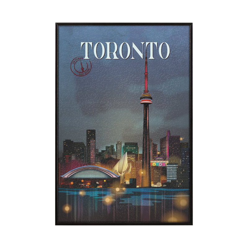 «Toronto Go» par Simone, reproduction d'art encadrée sous verre, Cadre flottant noir, H 15,5 po x l 10,5 po x P 1,5 po