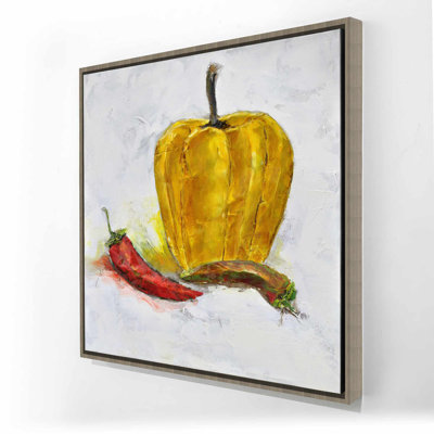 Peppers, toile de cuisine rouge encadrée | Reproduction d'art pour la maison