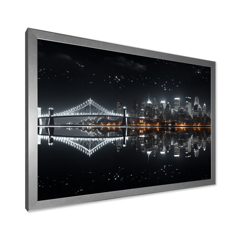 Canada City Glow, reproduction d'art sur toile, H 24 po x l 32 po x P 1 po, Argent