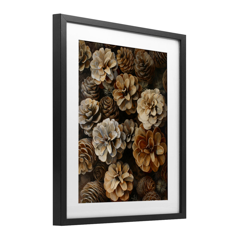 «Pinecone Arrangement Rustic Botanicals», reproduction encadrée sous verre, design by Creative Studio, 21 x 17