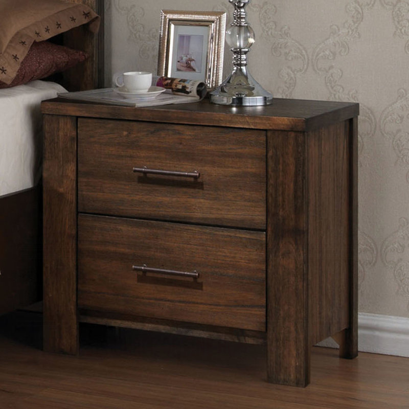 Table de chevet classique avec meubles de chambre à coucher à deux tiroirs en bois 1pc