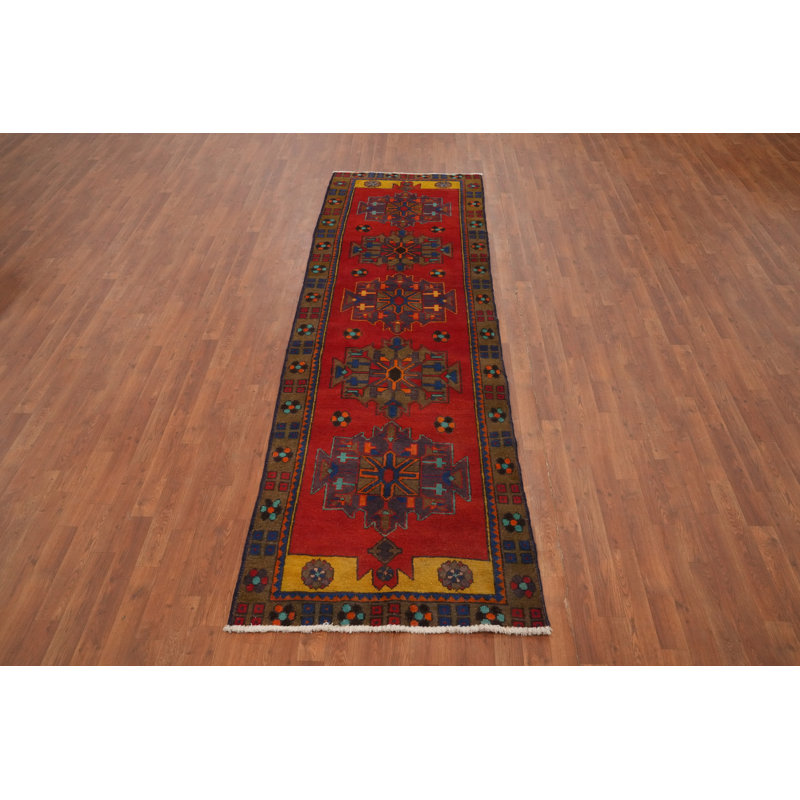 Tapis de couloir géométrique traditionnel en laine 3 x 10