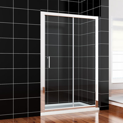 185mm H Hinged Framed Walk In Glass Screens with Clear Glass