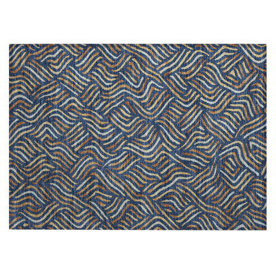 Machine Washable Indoor/Outdoor Chantille ACN2474 Abstract Rug