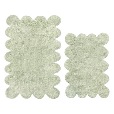 Two Piece Scalloped Bath Mat Set