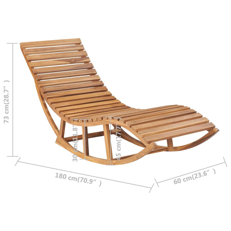 Wally 24" Long Teak Single Chaise with Cushions, Gray