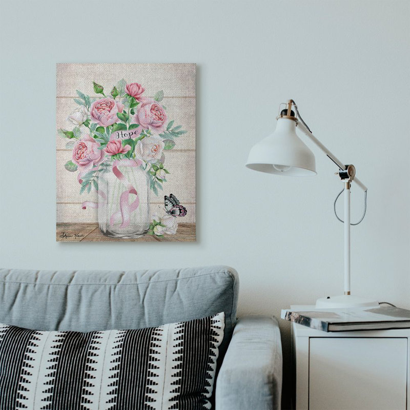 « espère-pot papillon rose », reproduction d’art, H 24 po x l 30 po x P 1,5 po, Toile tendue
