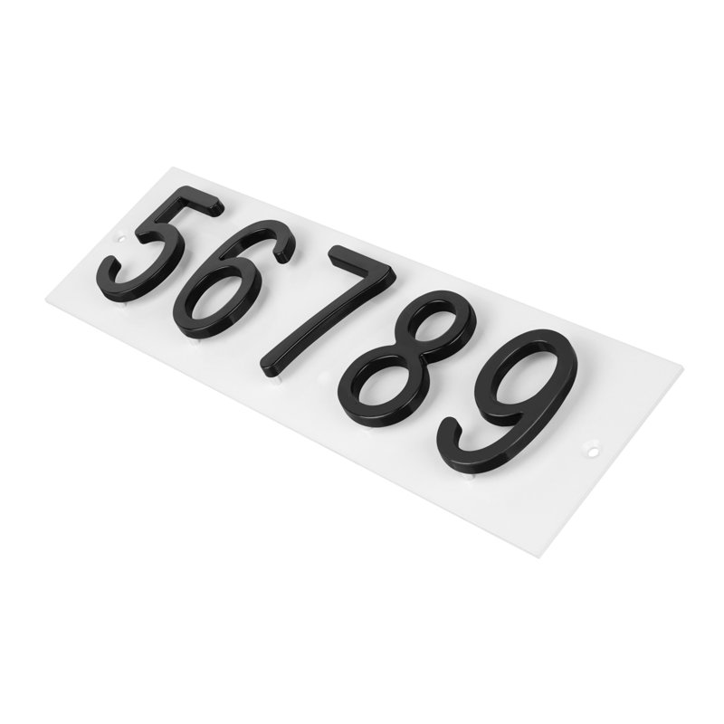 Plaque d'adresse horizontale Amgo Floating Modern, Blanc, Noir, noir, noir, noir, Oui
