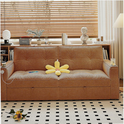 1 Multi-Functional Sofa Bed (for Sitting & Sleeping), made of modern corduroy fabric, suitable for living rooms, bedrooms, apartments and small spaces