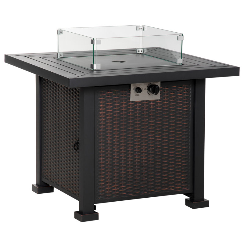 Square Steel Propane Fire Pit Table