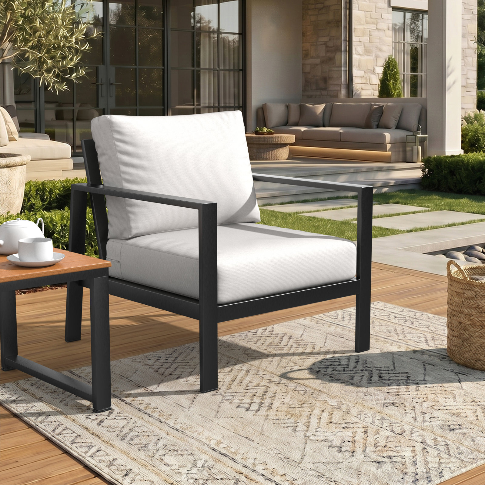 Lani Outdoor Sunbrella Seat/Back Cushion, Sunbrella® Canvas Natural