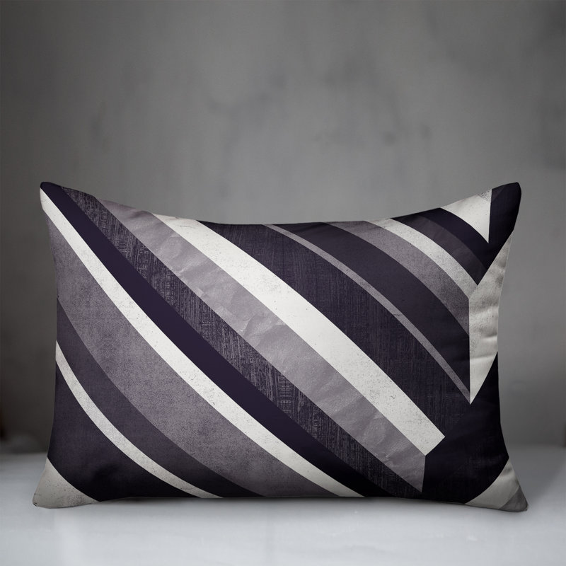 Collection 2 Soft Diagonals Striped Lumbar Pillow, Navy
