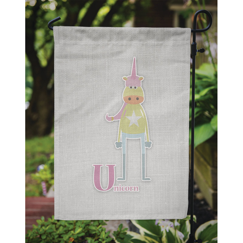 Mélange de polyester à 2 côtés 15 x 11 po alphabet u pour licorne drapeau de jardin
