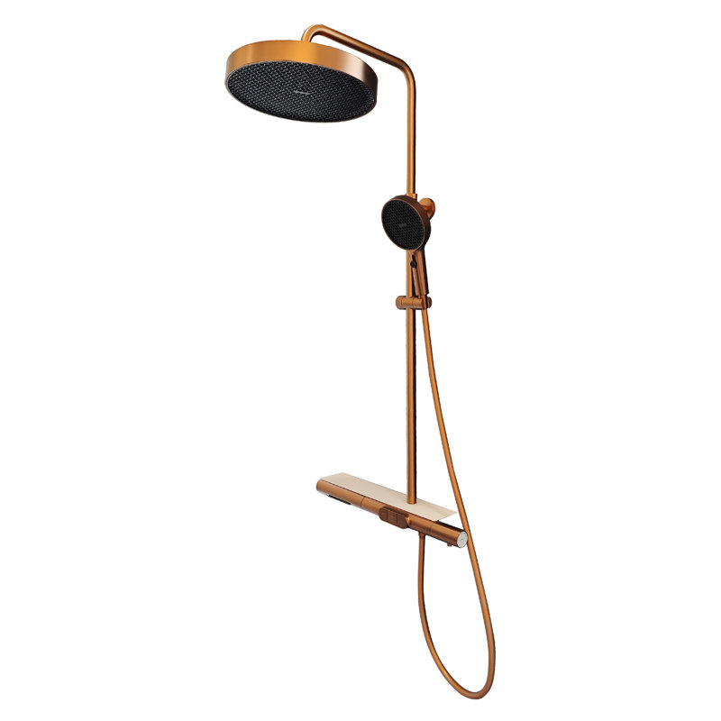 Wall Mounted Solid Brass 3-Function Complete Shower System with Thermostatic Valve