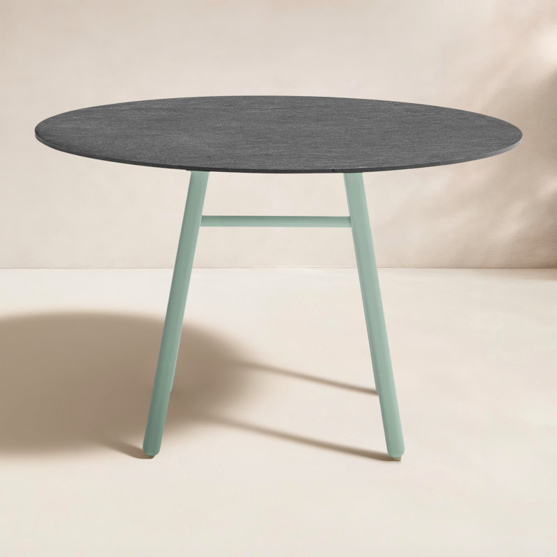Yo! Bistro Table with Metal Legs, Cardoso Black, Matt Thyme Green