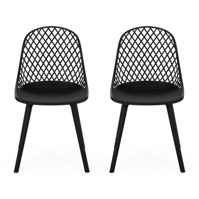 Weather- Outdoor Chair - Lily Chair In Black Polypropylene With Stylish Design And Base, 17.54 In., 21.2 Package Width Modern For Weather Resistance Construction, 33.3 Height