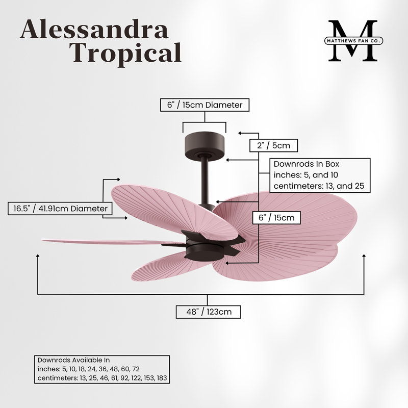 Alessandra - Five Blade Ceiling Fan, Light Pink, Textured Bronze