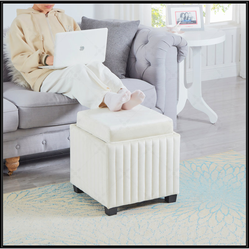 Large repose-pieds carré contemporain avec rangement, table basse et table de chevet