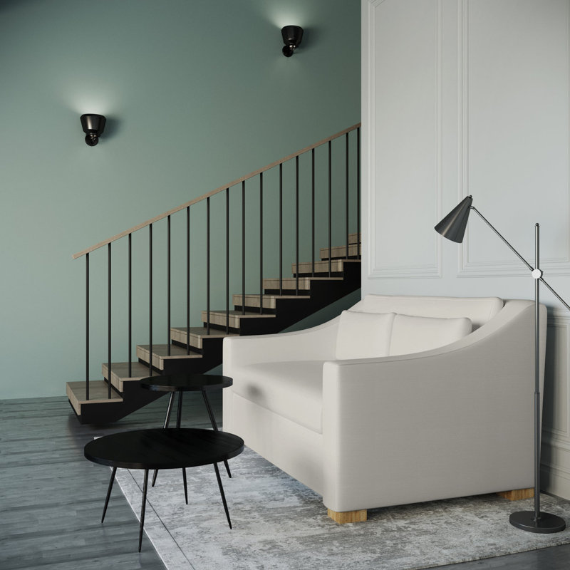 Crosby Slope Arm Loveseat, Weathered, Box Weave Linen Alabaster, 32.5" H x 60" W x 43" D