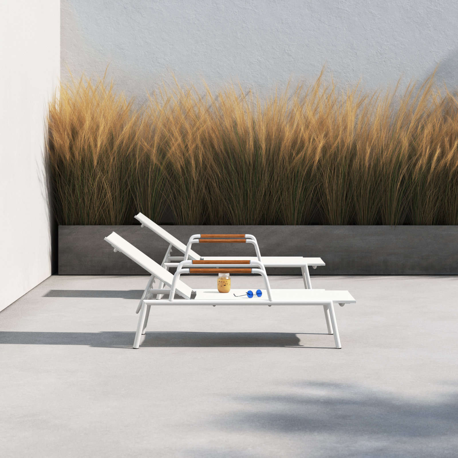 Dean 25" Teak Patio Chaise Lounge Set