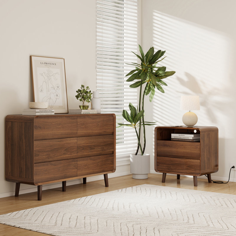 Bedroom Set, Nightstand Set of 2, Bedroom Dresser With 6 Drawer, Bedroom Furniture Set