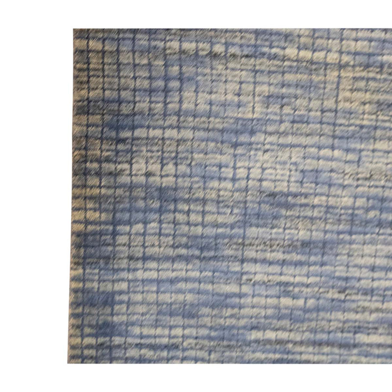 Tapis bleu / beige noué à la main 6 pi x 9 pi 1 po
