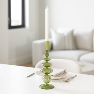11" H Sculptural Glass Candle Holder