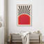 «Vibrant Polygon Motif Red Sun Landscape», reproduction d'art sur toile-94585311-94585307