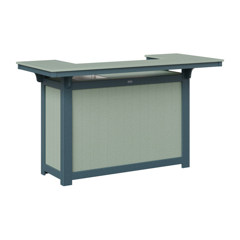 Outdoor Rectangle Bar Table, Seafoam, Slate