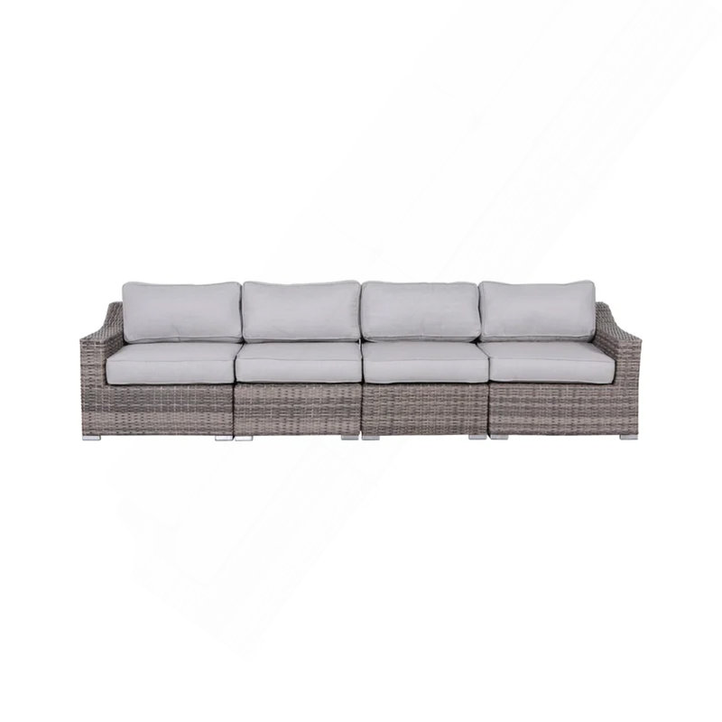 Fully Assembled 4-Piece Rattan Sectional Seating Set With Cushions, Gray