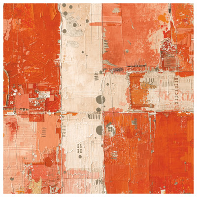 Tapis de bain abstrait orange et beige